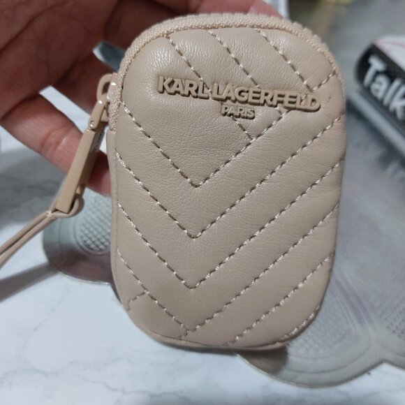 Karl Lagerfeld Quilted Coin Pouch Clip On Mini Bag Wallet Accessory Charm - Picture 1 of 7